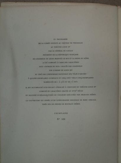 Menu donné au Château de Versailles offert...