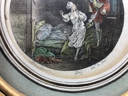 Trois gravures rondes en couleur miniatures...