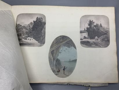 Album de dessins en maroquin vert à décor...