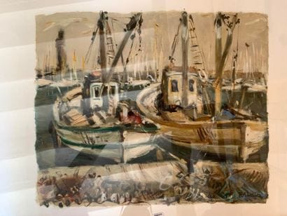 E BATTISTA

Port de Sète

Huile sur papier,...