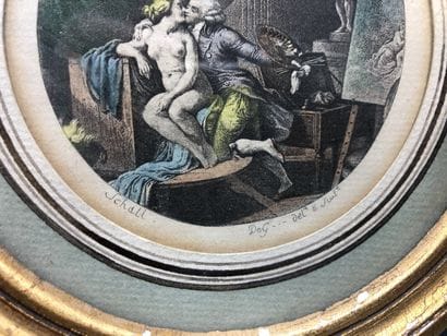 Trois gravures rondes en couleur miniatures...