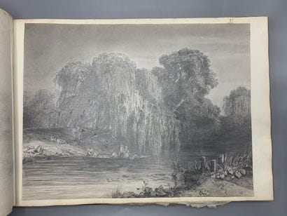 Album de dessins en maroquin vert à décor...