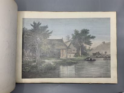 Album de dessins en maroquin vert à décor...