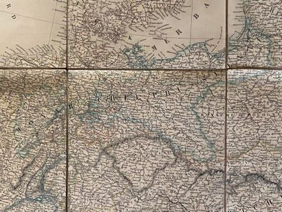 Grande carte pliante gravée en couleur Physique...