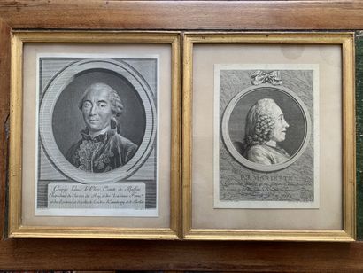 Deux gravures en noir, les Portraits en profil...