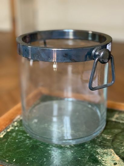 Seau à bouteille en verre soufflé et métal...