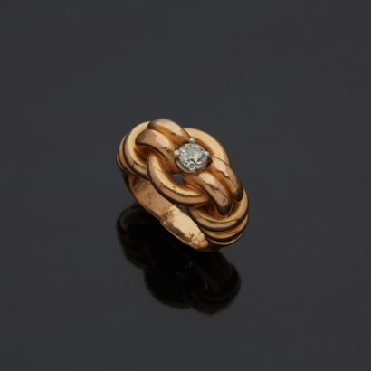 Bague en or jaune 18 k (750 millièmes) et...