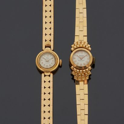 Deux montres de dame en or jaune 18 k (750...