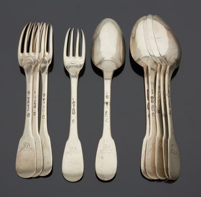 PARIS 1783 - 1784. Suite de quatre couverts...