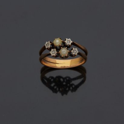 Bague «toi et moi» à double anneau en or...