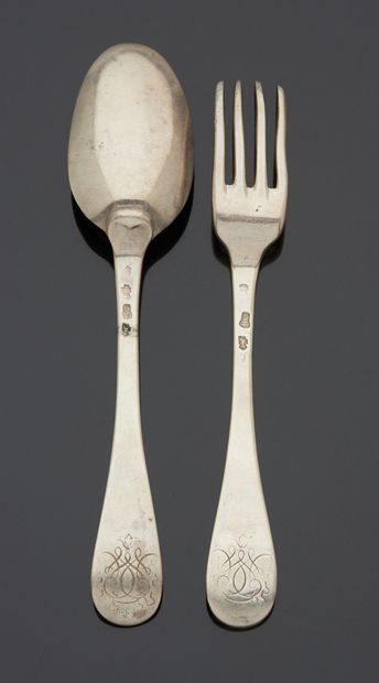 ANGERS 1753 - Couvert en argent modèle uniplat,...
