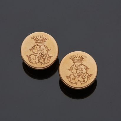 Paire de boutons de manchettes en or jaune...