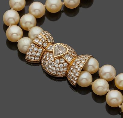 Collier de perles de culture double rang...