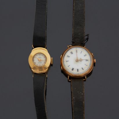 Deux montres de dame en or jaune 18 k (750...