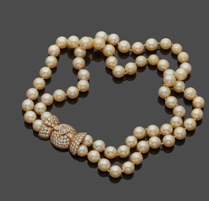 Collier de perles de culture double rang...