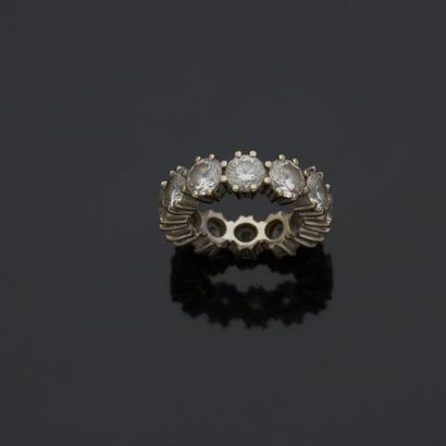 Bague alliance américaine en or gris 18 k...