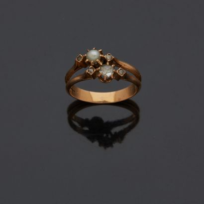 Bague double anneau dite «toi et moi» en...