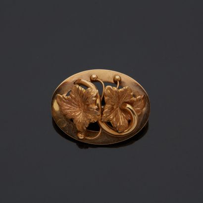 Petite broche ovale en or jaune 18 k (750...