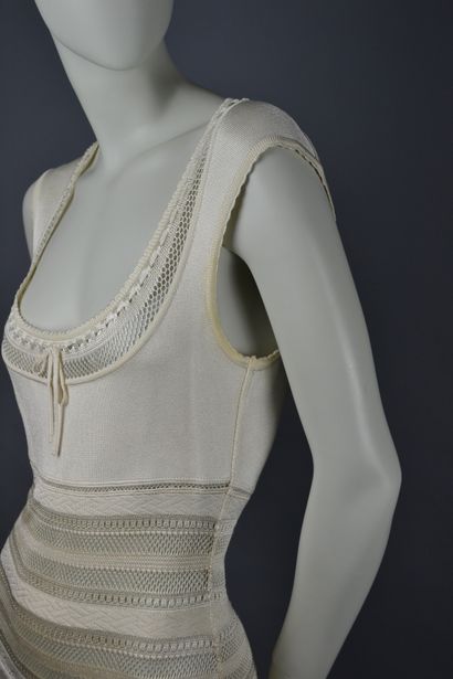 *ALAIA

Ivory sheath dress, sleeveless, synthetic...