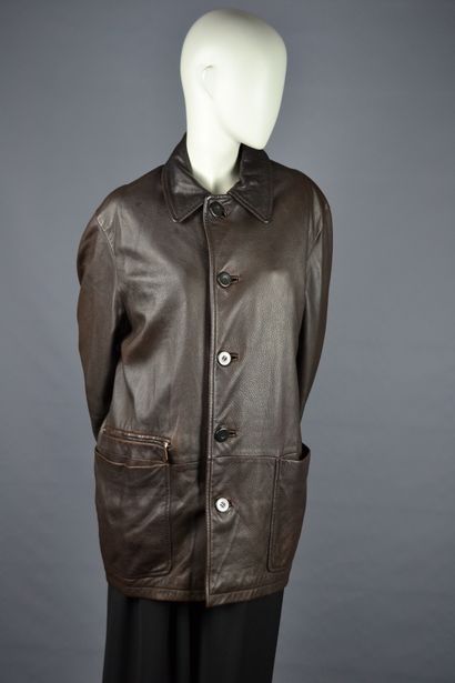 HERMES

Long brown deer leather jacket for...