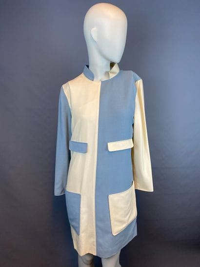 COURREGES

Mid-length dress in two-tone blue...
