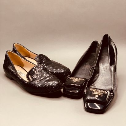
PRADA

- Black patent leather ballerinas...