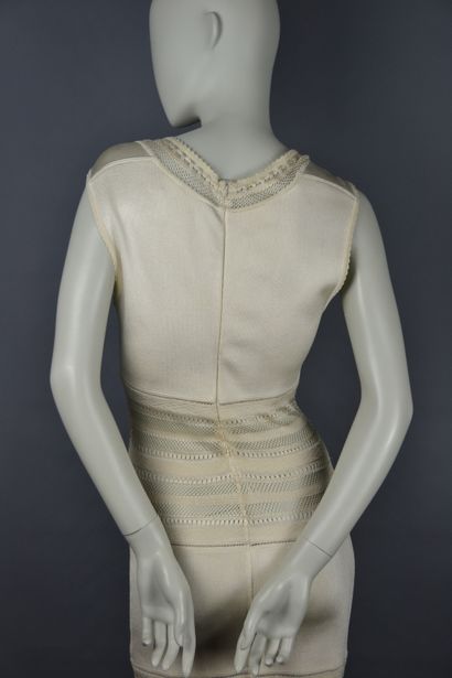 *ALAIA

Ivory sheath dress, sleeveless, synthetic...