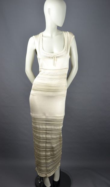 *ALAIA

Ivory sheath dress, sleeveless, synthetic...