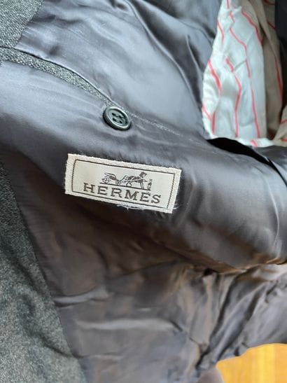 HERMES Paris 

Men's grey flannel jacket,...