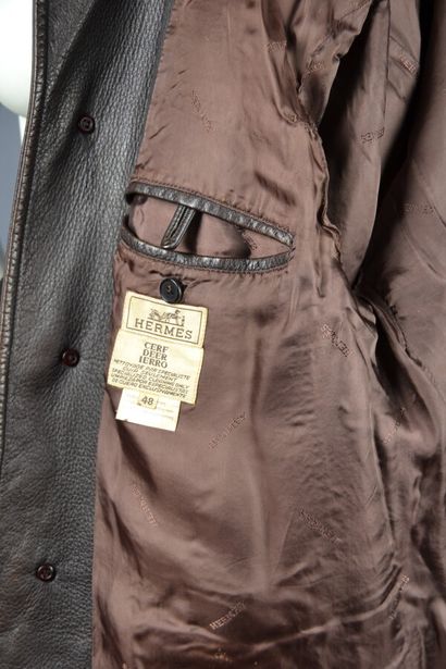 HERMES

Long brown deer leather jacket for...