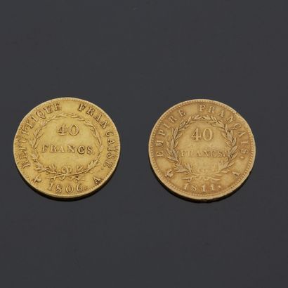 FRANCE - Deux pièces de 40 F or, 1806 et...