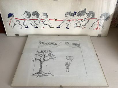 Deux dessins sur le thème de l'enfance
