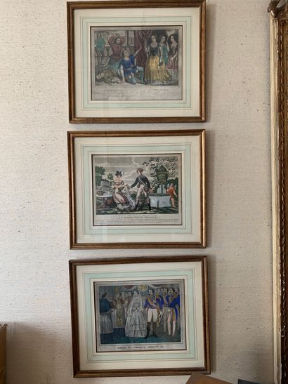 Trois gravures romantiques, cadres modernes...