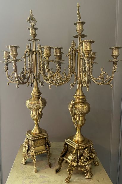 
Garniture de cheminée en bronze doré de...