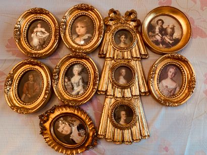 Lot de reproductions de tableaux dans des...