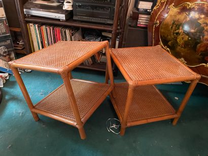 *Paire de tables de chevet, imitation bambou,...
