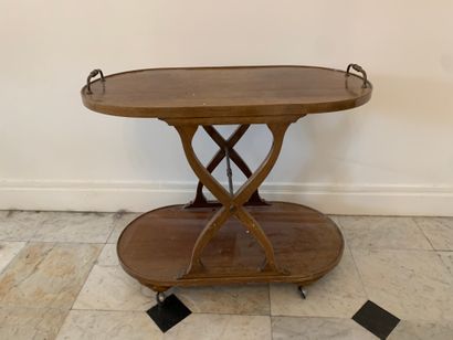 Table serviteur en bois naturel à deux tablettes,...