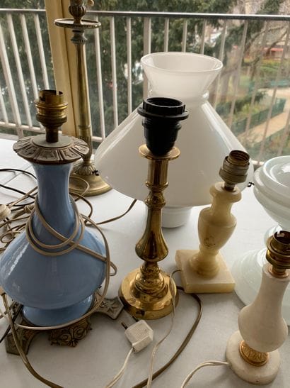 Set of various lamp bases