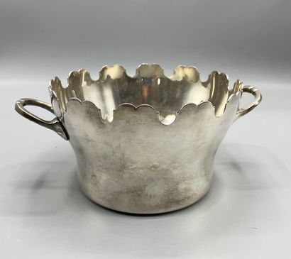 Small silver plated metal canopy with two...