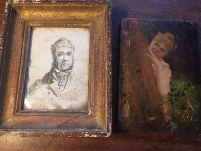 Lot including: an oil on panel representing...