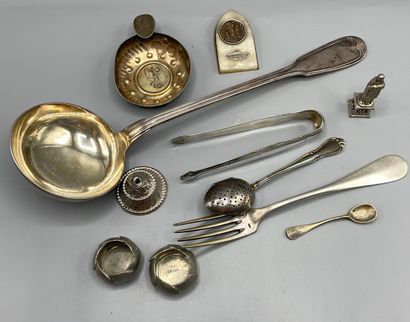 Lot of silver plated metal including a ladle,...
