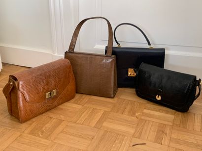 Set of four leather handbags