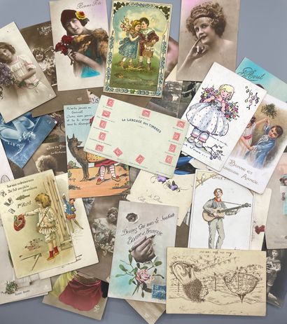 A batch of various postcards, April 1, children,...