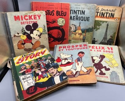 
A lot of 7 various comics: tintin in america...