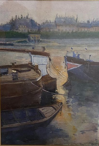 French school 20th century 

Barge on the...