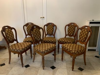 Six chaises de salle à manger en bois naturel...