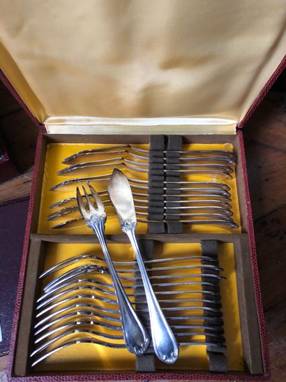 NINE silver plated cutlery boxes in their...