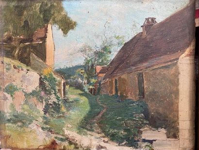 20th century FRENCH SCHOOL 

Village street

Oil...