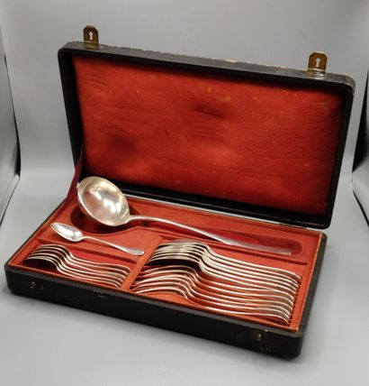 Set of 12 large cutlery, 13 small spoons,...