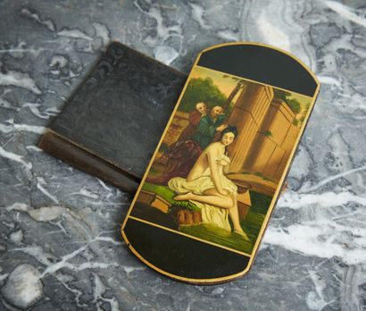 Etui à soufflet à décor de lithographies...